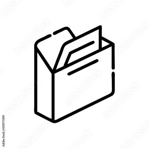 A folder icon containing visible documents or papers. Represents organization, filing, business records, or office management. Perfect for admin, archive, or digital filing visuals.