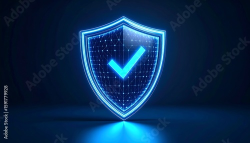 3D glowing shield with checkmark