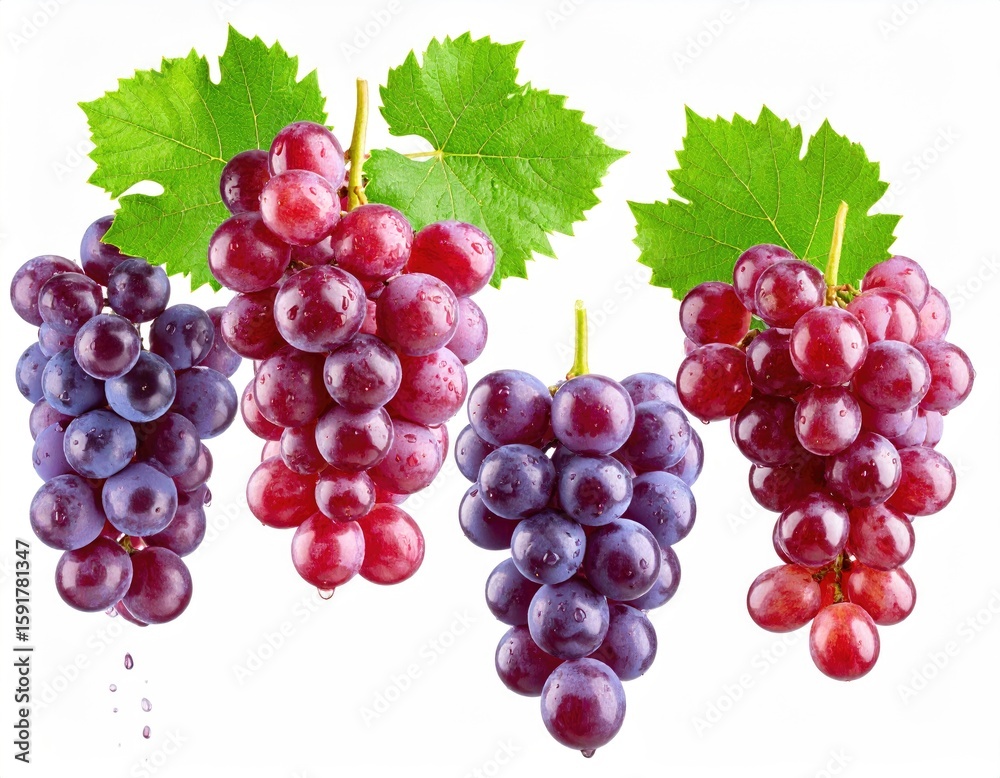 Fototapeta premium Red and purple grapes isolated on white