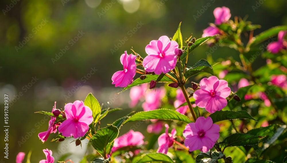 Obraz premium Pink flowers in sunlight
