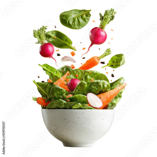 Salad bowl isolated on transparent background cutout