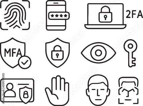 Security and Authentication Icons Collection fingerprint