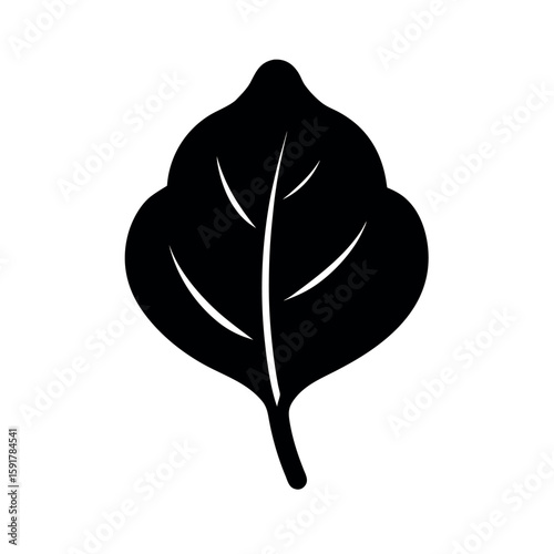 Black spinach leaf natural shape art Line Art Vector illustration