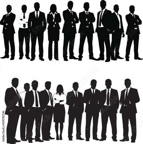 Wallpaper Mural "Set of 21 Business Professional Silhouettes | Black and White Corporate Team Vector Icons" Torontodigital.ca