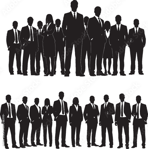 Wallpaper Mural "Corporate Team Silhouettes | Set of 29 Business Professionals in Formal Attire Vector Icons" Torontodigital.ca