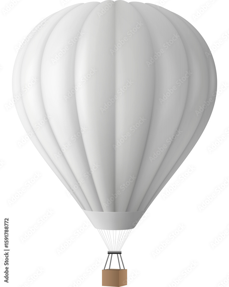 Fototapeta premium White Hot Air Balloon, PNG, Isolated.