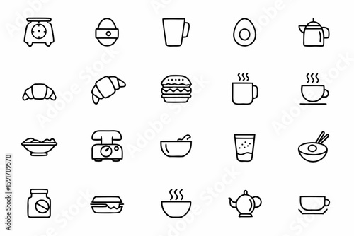 A soft, inviting collection capturing cozy morning kitchen moments – perfect for food illustrators, recipe creators, or journals