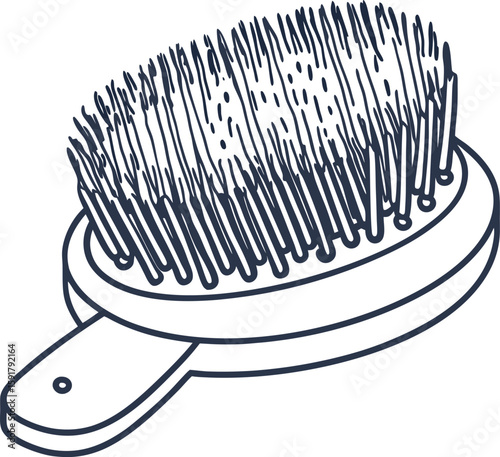 Wooden handle hairbrush outline grooming tool with bristles for daily hair care, scalp health, detangling