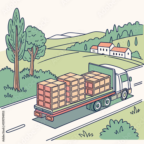 Trailer for Transporting Goods – Vector Illustration