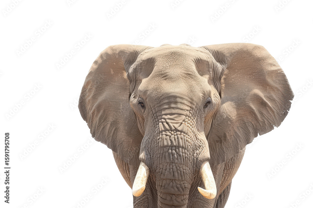 Obraz premium front view of elephant isolated on white