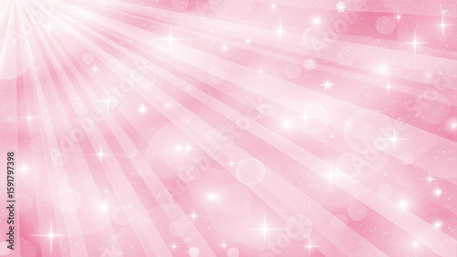 An abstract design featuring a bright, magical pink background with blurred stars and sparkling bokeh lights, perfect for a holiday celebration