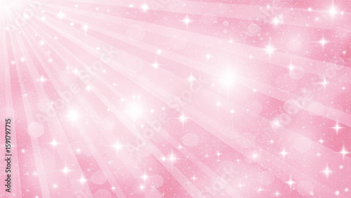An abstract design featuring a bright, magical pink background with blurred stars and sparkling bokeh lights, perfect for a holiday celebration