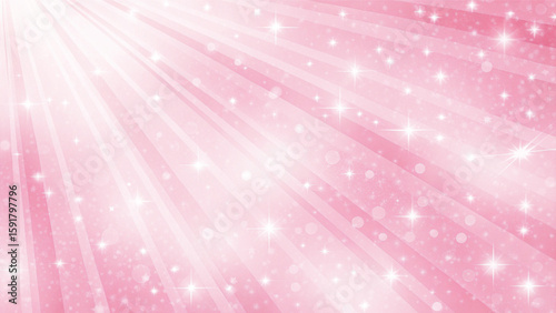 An abstract design featuring a bright, magical pink background with blurred stars and sparkling bokeh lights, perfect for a holiday celebration