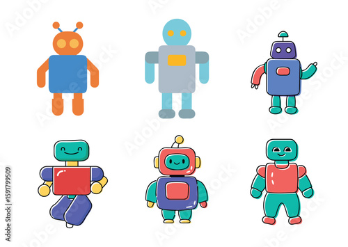 Toy robot Vector, Toy robot Icon Set