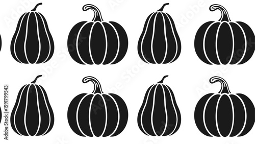 Black pumpkin silhouettes pattern gourds autumn
