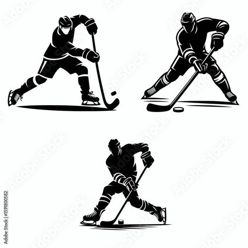 A Hockey player backhand shot. Sports Activity Playing Game Athlete Competition Clipart Line Art Vector Illustration. ice reverse swing guide to proper technique for action.