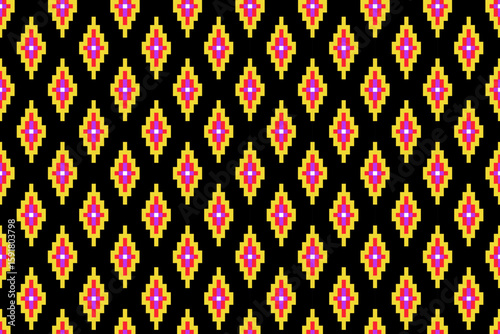 Fabric Pixel Art Seamless Geometric Pattern