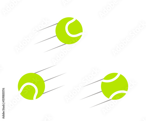 Fast-moving tennis balls are captured in action.