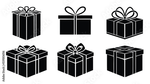Gift boxes with bows present ribbon