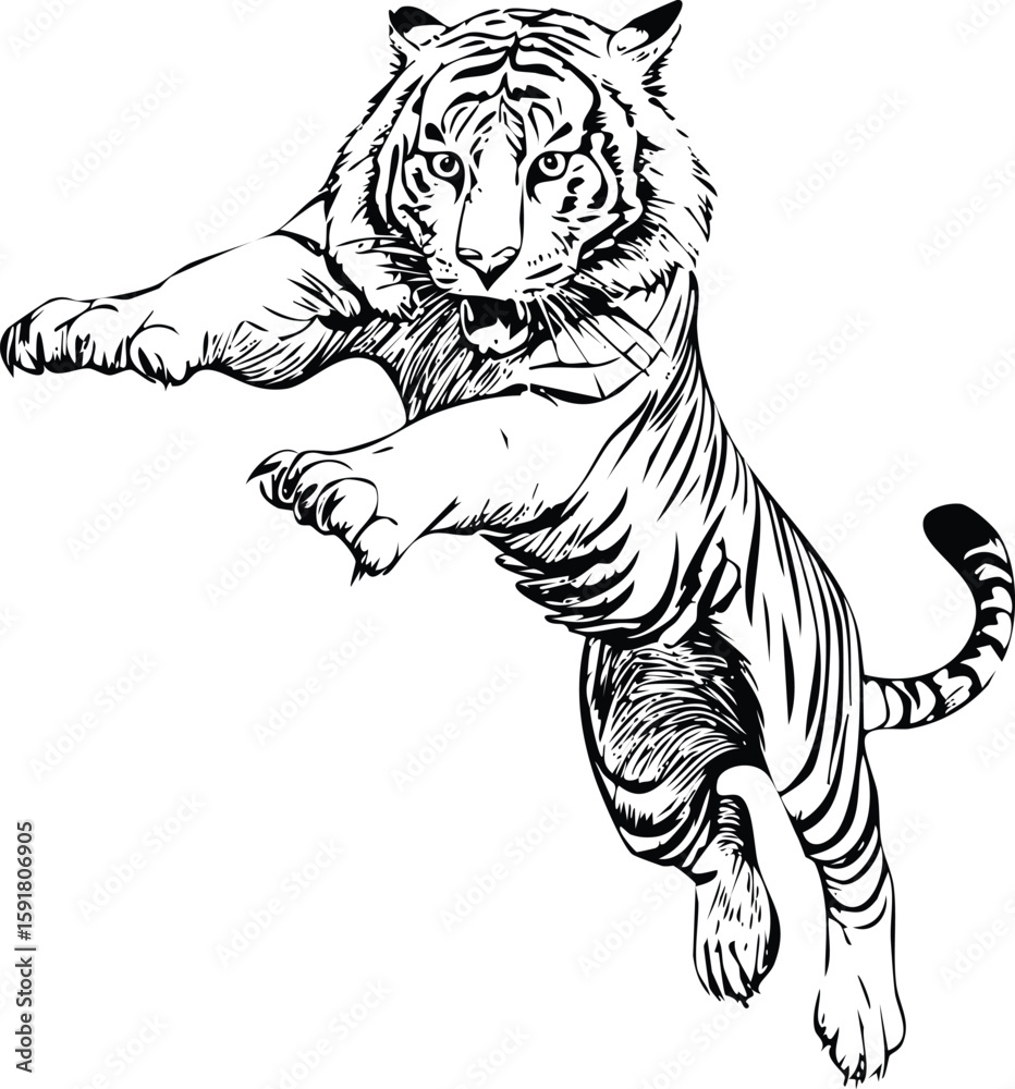 Tiger Leaping Attack Illustration Tiger Leaping Attack Illustration