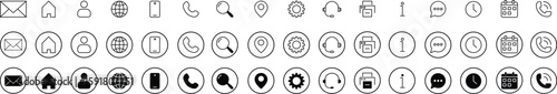 Contact icon set. Thin line and Solid icons vector collection. Web icon set. Phone, name, website, address, location and mail,  fax, info, logo symbol sign pack. Business icon for company.

