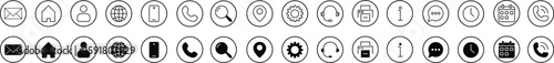 Contact icon set. Thin line and Solid icons vector collection. Web icon set. Phone, name, website, address, location and mail,  fax, info, logo symbol sign pack. Business icon for company.
