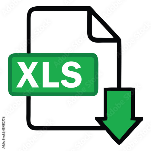 XLS file download icon Excel document spreadsheet symbol