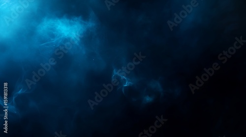 Abstract Nebula Background with Swirling Blue Light in Dark Space