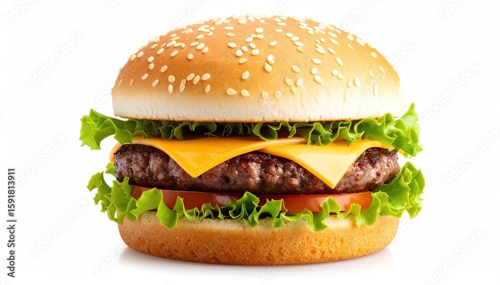 Delicious cheese burger isolated on white Delicious cheese burger isolated on white