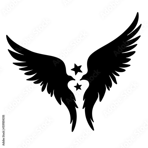 Silhouette of wings with stars – Celestial theme, cosmic symbolism
