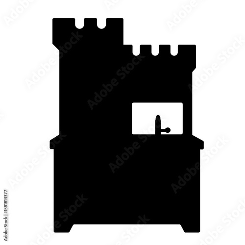 Silhouette of play kitchen shaped like castle turret – Fantasy role play, culinary fun
