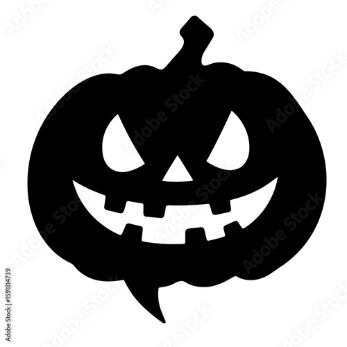 Jagged pumpkin speech bubble silhouette – Halloween festive decoration, seasonal fun