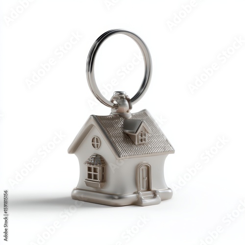 Charming keychain shaped as a house with happy expression and playful character