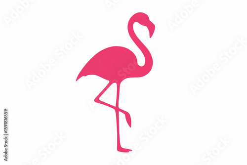 Pink flamingo silhouette in elegant standing pose on white background, perfect for minimalist design