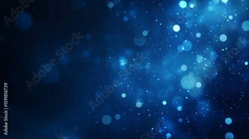 Abstract Blue Light Bokeh Background with Sparkles and Depth of Field