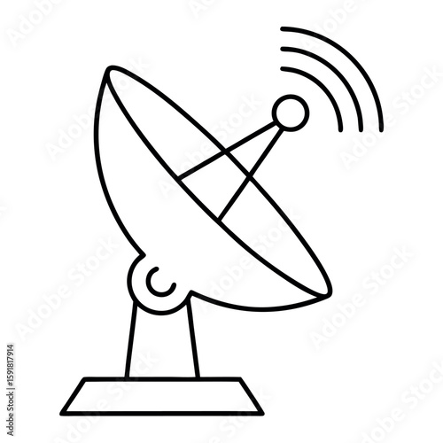 Dog Illustration with Satellite Dish or Parabolic Antenna Pointing Upward Design