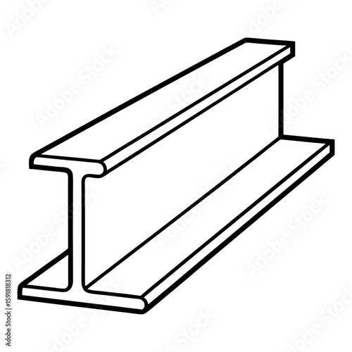 Perspective View of a Structural Steel I Beam Design Illustration