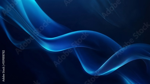 Abstract Blue Wave Flowing with Light Accents on a Dark Background