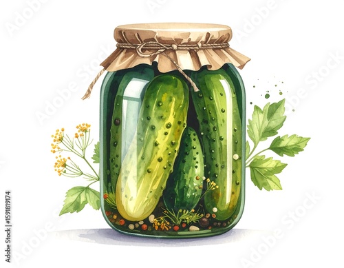 Pickled cucumbers in a glass jar (1)