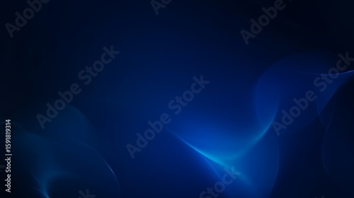 Abstract Dark Blue Background with Light Blue Flowing Wave Design