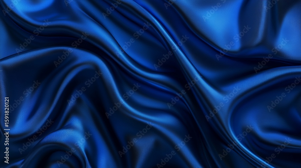 Obraz premium Elegant Blue Silk Fabric Flowing with Delicate Folds and Shadows Texture