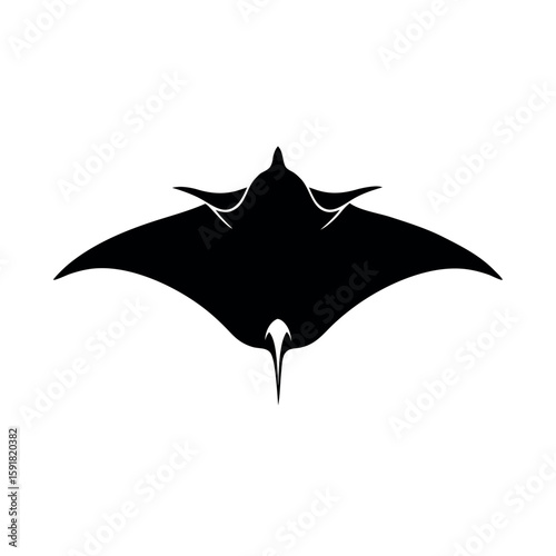 Manta ray gliding through the ocean softly Line Art Vector illustration