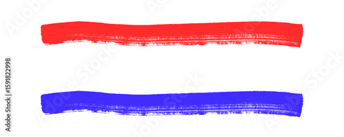 Hand Drawn Red and Blue Marker Pen Stroke Underlines Strikethroughs for Highlights Notes and Text Isolated on a Transparent or White Background