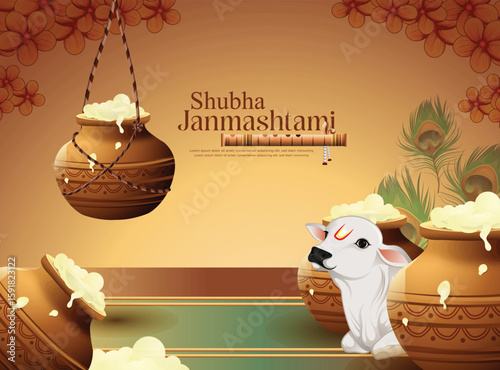 Happy Janmashtami vector art illustration