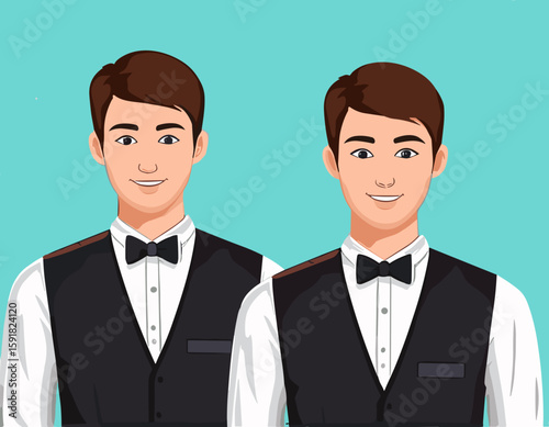 Waiter and Waitress Uniform Vector Illustration
