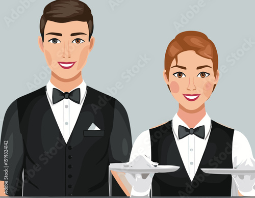 Waiter and Waitress Uniform Vector Illustration