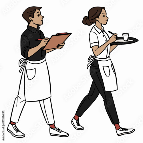 Waiter and Waitress Uniform Vector Illustration
