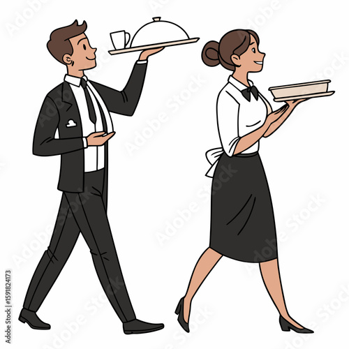 Waiter and Waitress Uniform Vector Illustration