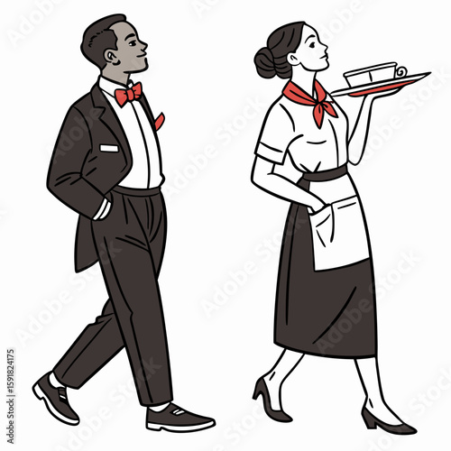 Waiter and Waitress Uniform Vector Illustration