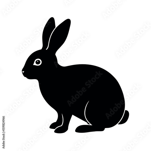 Rabbit alert and ready in gentle profile Line Art Vector illustration